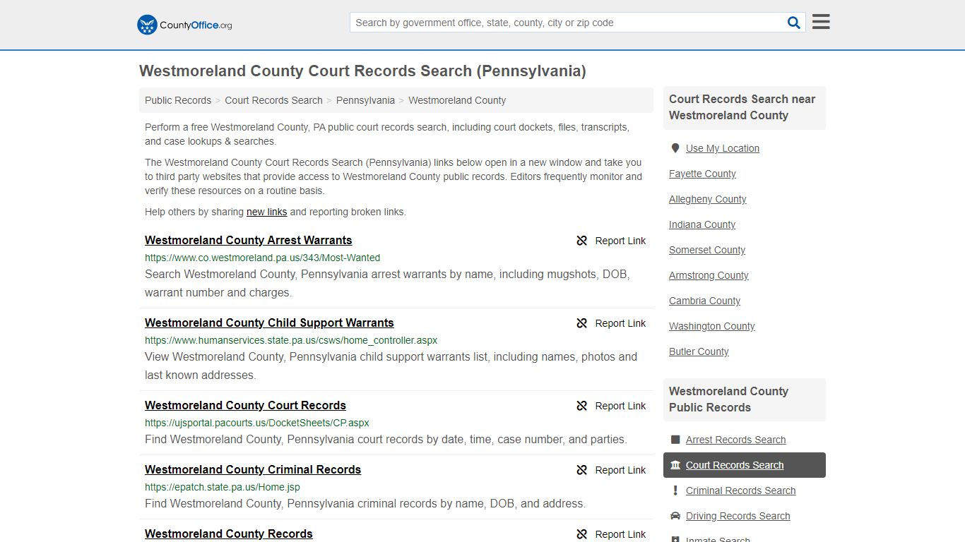 Court Records Search - Westmoreland County, PA (Adoptions ...